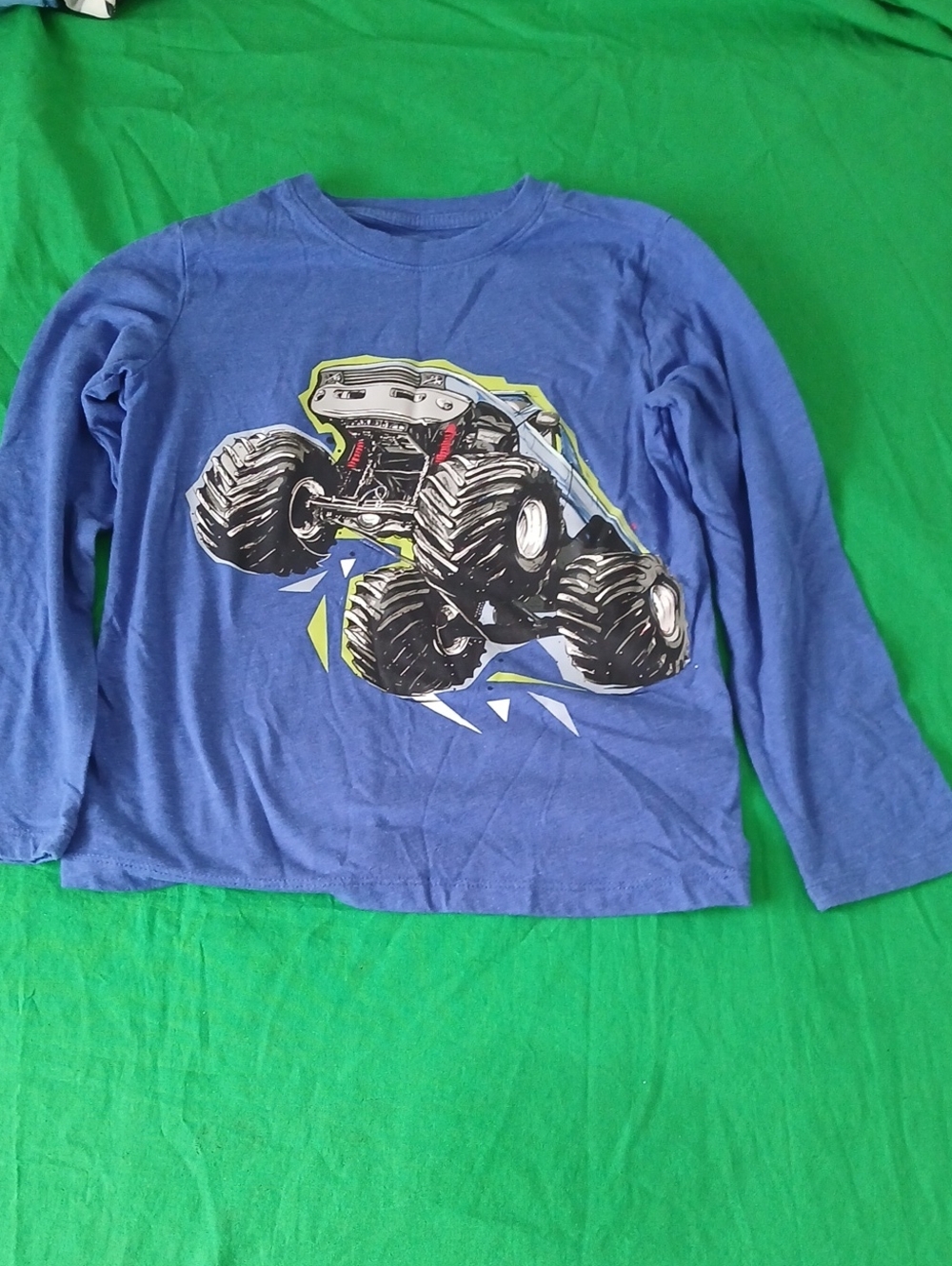 Cat & Jack Blue Long-Sleeve Tee with Monster Truck Graphic